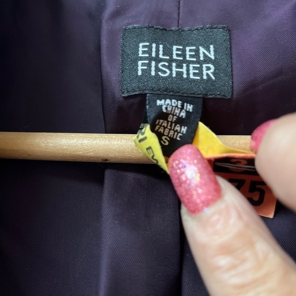 Eileen Fisher Purple Wool Blend Boucle Textured Fuzzy Fluffy Lined Jacket XS - Picture 9 of 11